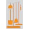 5S Supplies 5S Housekeeping Shadow Board Broom Station Version 2 - Gray Board / Orange Shadows  With Broom HSB-V2-GRAY/ORANGE-KIT - alternate 1